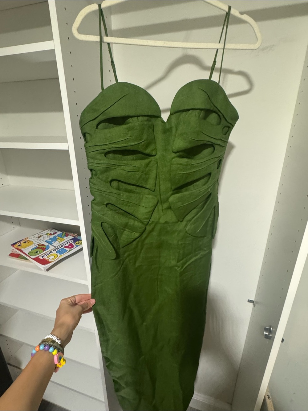 FARM Rio Olive Green Strapless Sculpted Dress NWT - Picture 7 of 7